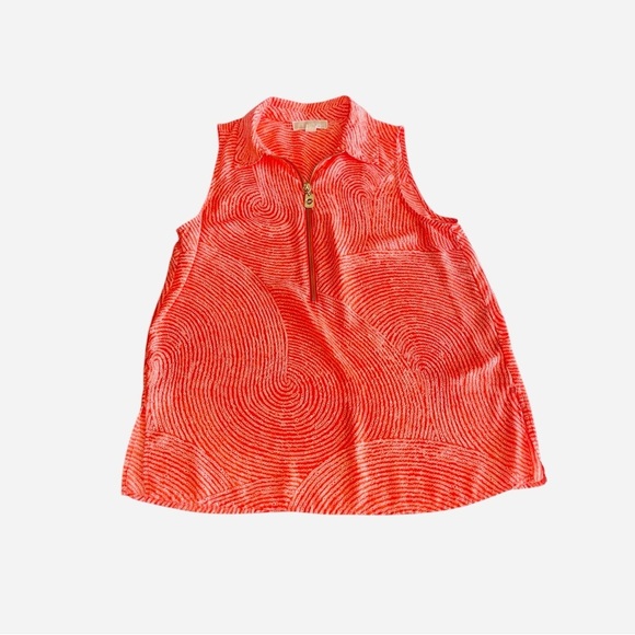 Michael Kors, orange and cream swirl sleeveless zip up top size medium - Picture 6 of 12